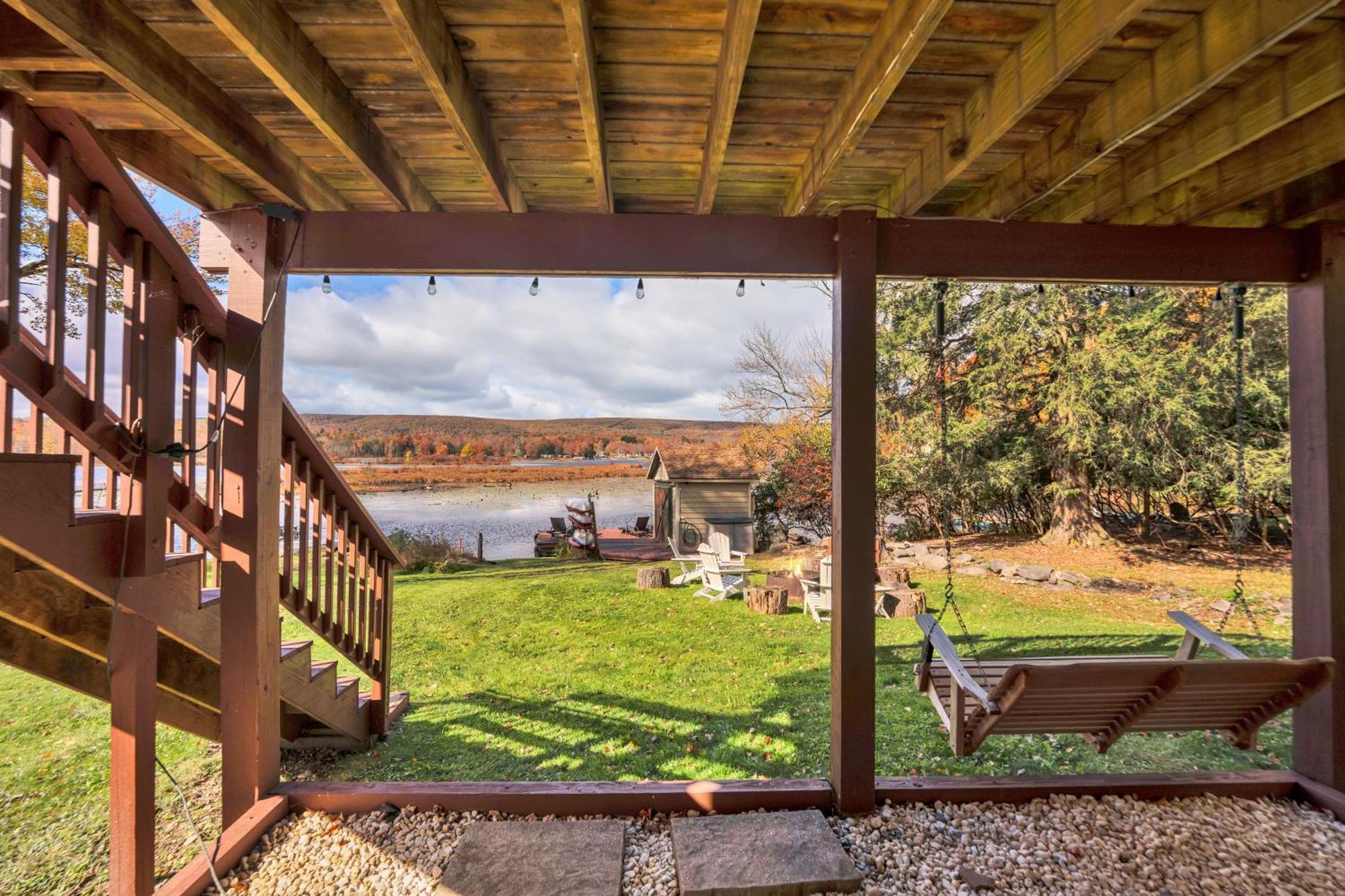 Lakefront A-Frame, Dock, Kayaks, Fire Place Lake Ariel Kültér fotó