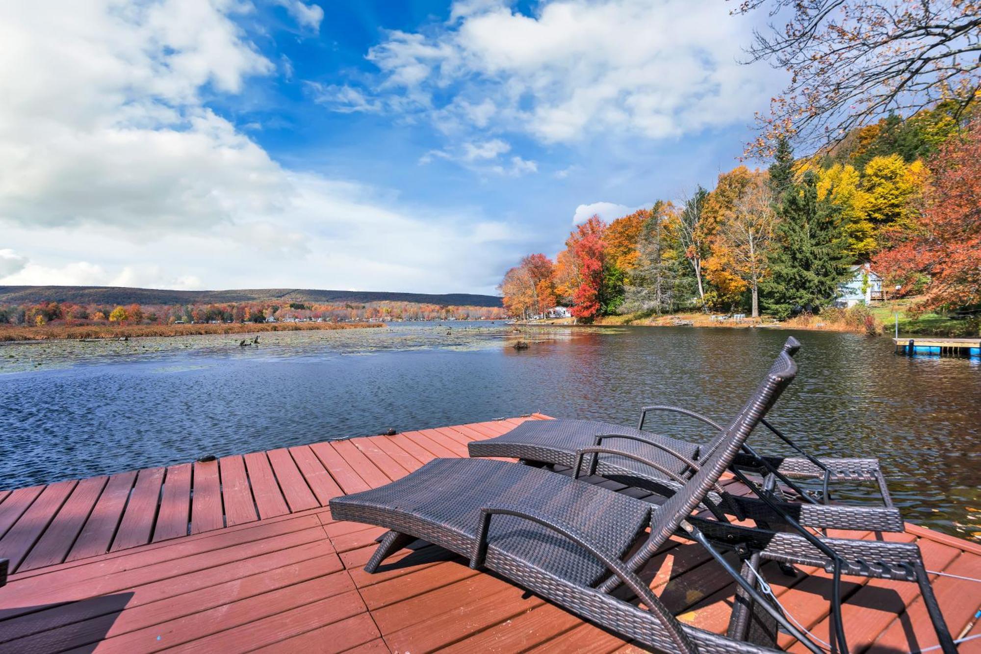 Lakefront A-Frame, Dock, Kayaks, Fire Place Lake Ariel Kültér fotó